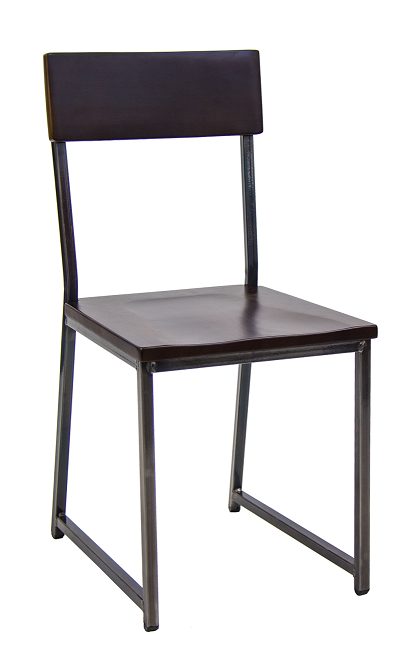 Steel Chair with Walnut Color Rubber Wood Back & Seat