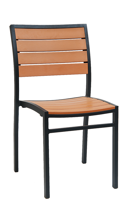 Black Aluminum Chair with Imitation Teak Slats