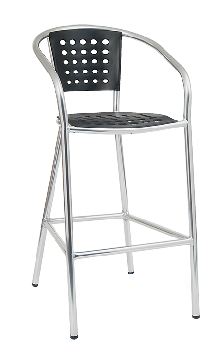 Aluminum Barstool with Black Resin Seat & Back