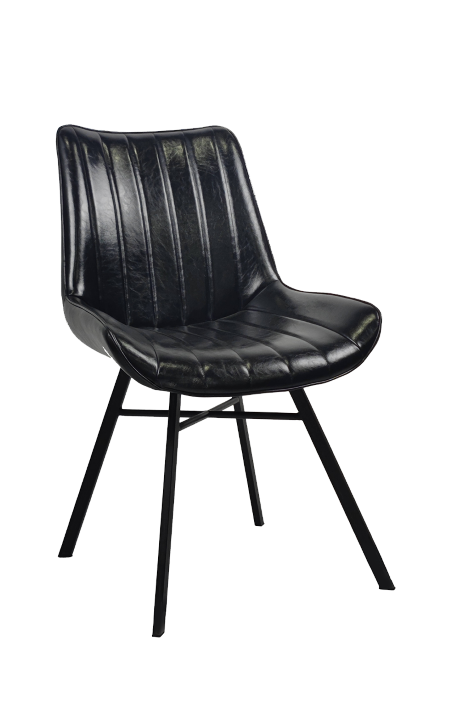 Metal Chair w/ Vinyl Seat in Black