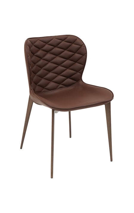 Indoor Wood Grain Metal Chair with Brown Vinyl Back & Seat