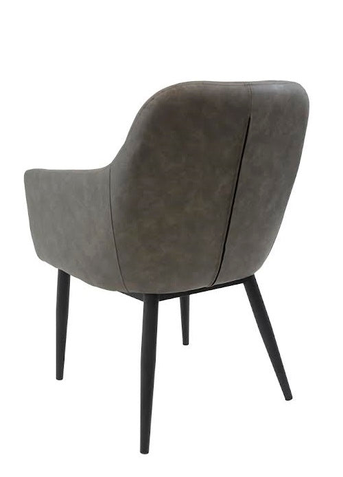 Light brown PU leather armchair with black steel legs