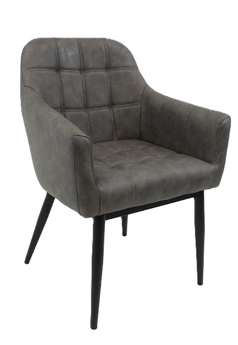 Light brown PU leather armchair with black steel legs