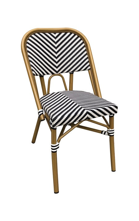 Armless bamboo-style Aluminum Chair with Striped Woven Seat & Back