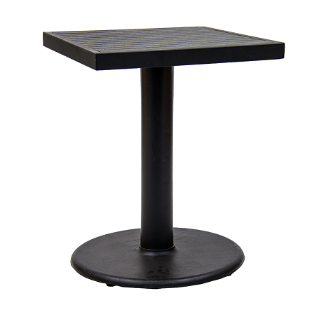 Black Steel Table with Black Imitation Teak Slat Top