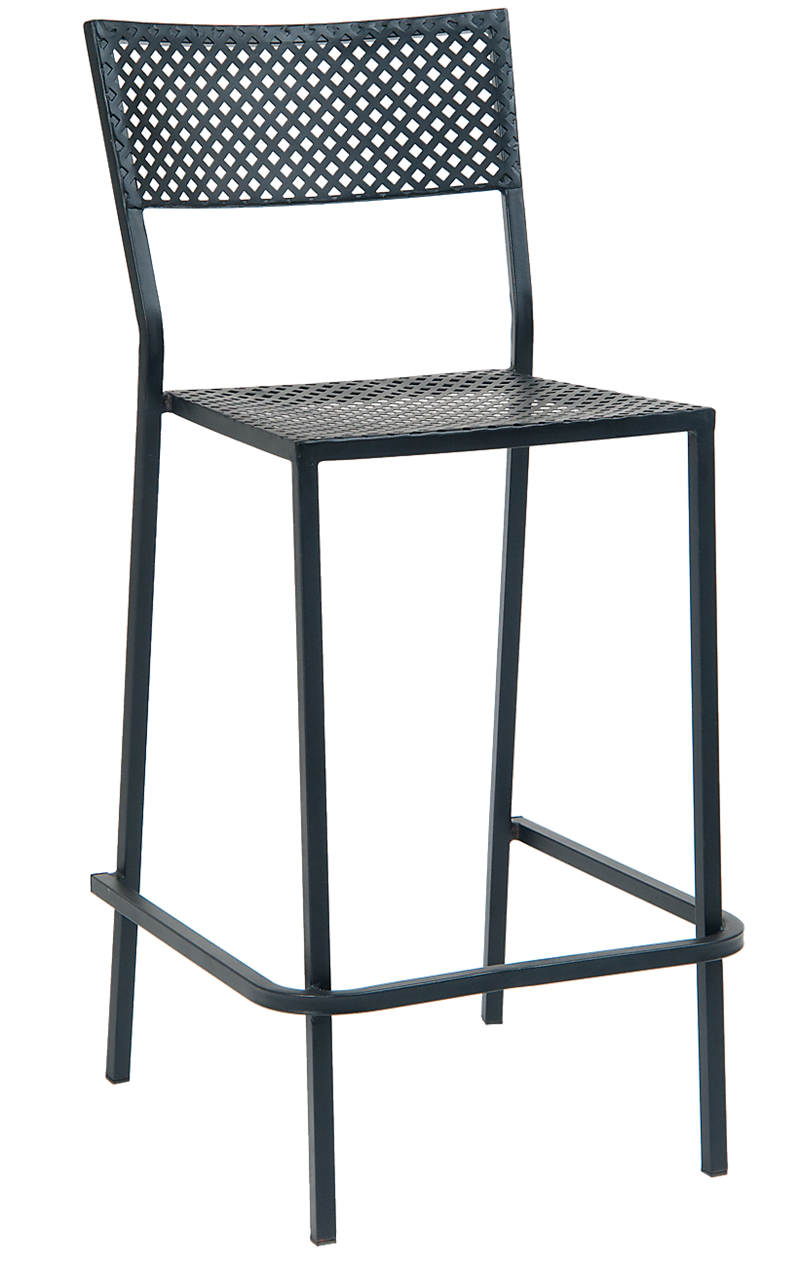 Black Iron Barstool with Punched Square Hole, Stackable