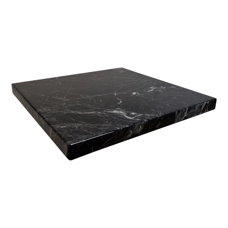 Indoor Marble Black Resin Table Top with White Veining