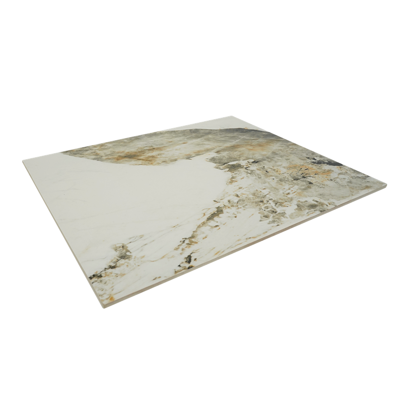 7/8" Marble White Sintered Stone Table Top in "Messy Smear" Design