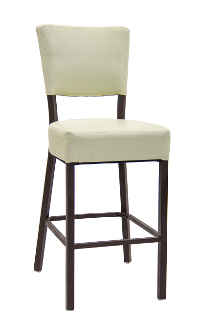 Metal Lounge Barstool & Vinyl Seat & Back in Cream Color