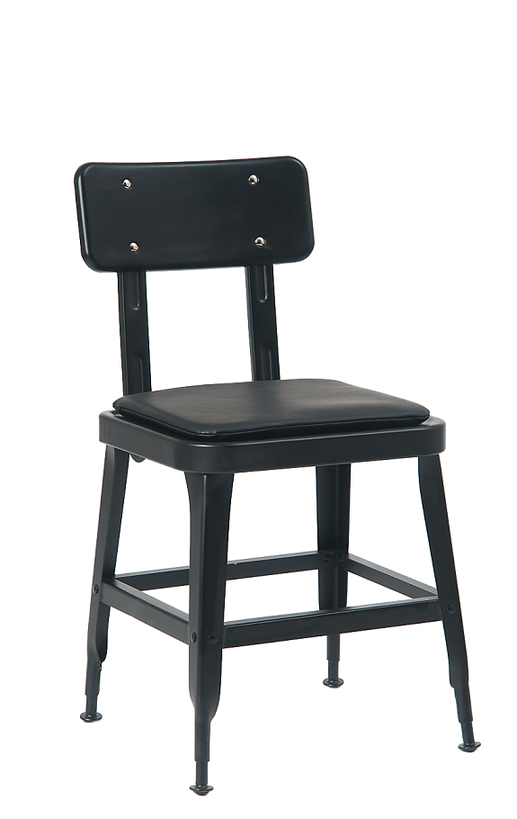 Indoor Metal Chair in Black Finish, with Black Vinyl Seat